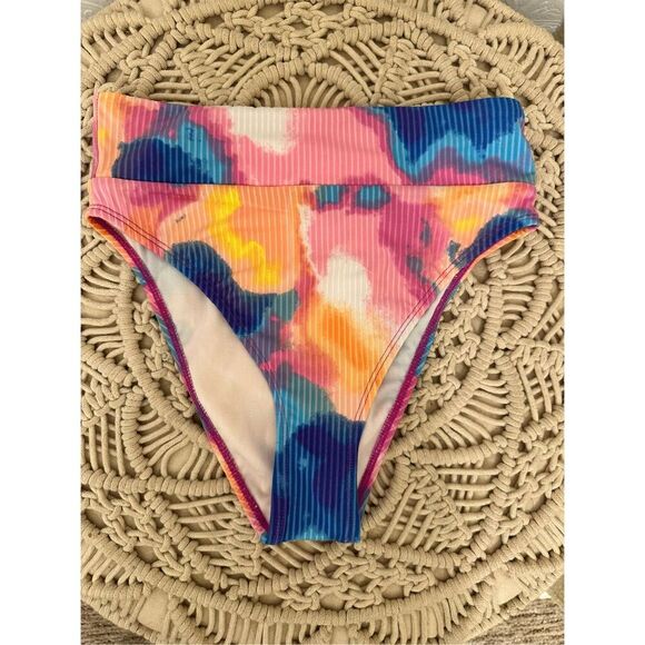 Salt and Cove Pink and Orange High Cut Bikini Bottom Size Small - Picture 3 of 5